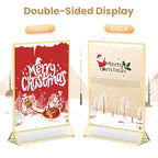 Acrylic Sign Holder 8.5X11 Gold Frames Double-Sided Gold Picture Frames for Flyer Holder Menu Holder Wedding Table Number Holder Christmas Photo Frame with Removable Sticky Dots -6 Pack