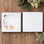 Crisky Initial Jewelry Tray Ring Dish & Gift Box, Ceramic Flower Trinket Dish for Rings Earrings Necklaces Keys, Bridal Shower Engagement Birthday Gift for Women, Friends 4.57" (Gold Foil L - style: Initial L