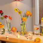 36 Pack Ribbed Glass Cylinder Vases 4,6,10 Inch Tall Clear Flower Vase Hurricane Floating Candle Holder for Table Centerpiece Wedding Home Decor - size: 36 Pack Ribbed(4,6,10 Inch)