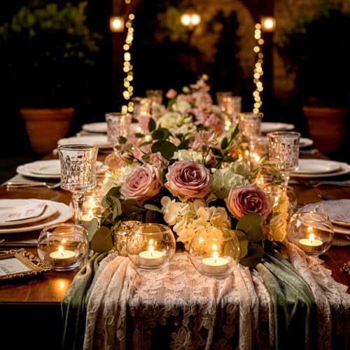 LAMORGIFT 24 Pcs Clear Candle Holders for Table Centerpieces- Small Glass Votive Candle Holders for Standard Tealights, Wedding, Bridal Shower, Birthday Party Table Decorations - color: Clear