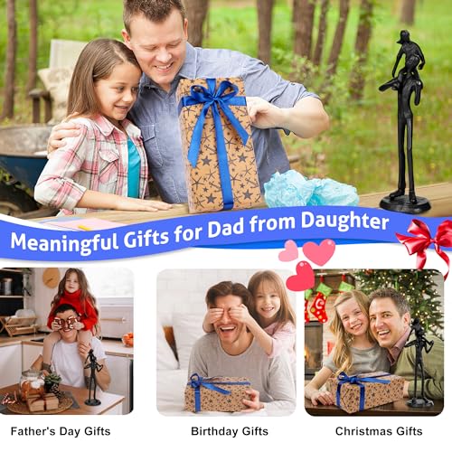 Kresecioo Dad Birthday Gifts from Daughter - Father Daughter Iron Sculpture Handcrafted Love Statue Decoration for Fathers Day Christmas Birthday Gift for Dad Stepdad Son Husband