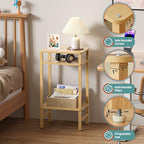 YUFAM Side Table End Table Tall Night Stand 3-Tier for Living Room Bedroom Bathroom Office Furniture Natural - color: Natural, size: 3 Tier
