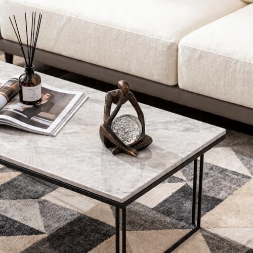 Lucky Crystal Ball Thinker Statue – Abstract Resin Figurine with Bronze Finish, Modern Home & Office Decor Sculpture Symbolizing Luck and Clarity, Artistic Gift for Men & Women