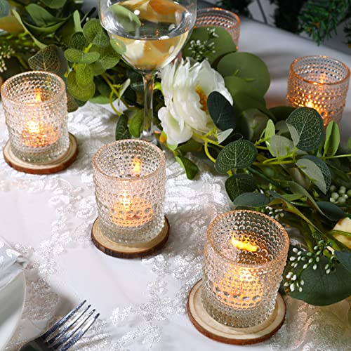 12 Pcs Clear Glass Tea Light Candle Holder, Votive Candle Holders Bulk for Wedding Table Decor & Christmas Thanksgiving（Clear,12） - color: Clear