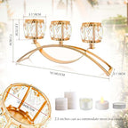 4 Pcs 3-Arm Crystal Tealight Candle Holders, Elegant Metal Arch Candlestick Centerpiece for Wedding, Party, Dining Room Table Decorations, Anniversary (4, Gold-3 Arm) - size: Gold-3 Arm