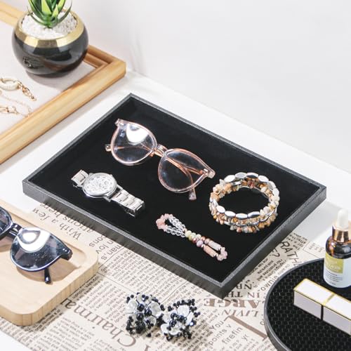 Jewelry Organizer Tray，Stackable Jewelry Drawer Organizer for Beads Rings Earrings Storage Display (Black, Empty Plate) - size: Empty Plate
