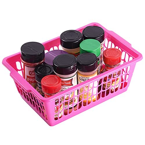 YBM HOME Plastic Perforated Storage Basket Bin Office Drawer, Shelf Desktop Countertop Tray Organizer 32-1188 (1, Pink) - color: Pink, size: Pack of 1