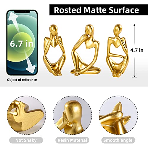 BMLCGJ Thinker Statue Gold Decor Abstract Art Sculpture, Golden Resin Collectible Figurines for Home Living Room Office Shelf Decoration,Great Gifts Ideas (Gold) - color: Gold