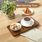 Small Acacia Wood Serving Tray – 12 Inch Rectangular Wooden Decorative Tray for Food, Appetizers, Snacks, Desserts, Coffee Table, Bathroom, Entryway, Vanity, Home Decor Organizer - size: 12 Inch