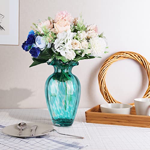 Hand-Blown Glass vase, Featuring a Distinctive Wide-Mouth Design. A Modern Glass Art piece Ideal for Centerpiece Floral Arrangements in Living Rooms, Kitchens, Weddings, Dining Tables, and Offices. - color: B-ml