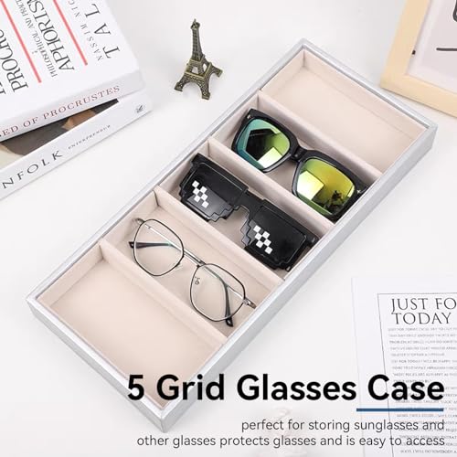Velvet Glasses Box Tray, Stackable Glasses Display Tray Jewelry Organizer Trays for Glasses and Watch Holder Organizer Tray(Grey) - color: Grey