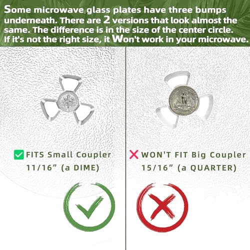 Smallest 9.6 Inch Microwave Plate Replacement Compatible With Panasonic Microwave Glass Plate F06016D00XN, 9.6" Microwave Plate Replacement for Nostalgia 0.7 cu.ft. 700W small retro microwaves - size: 9.6" Small Coupler Hole, Outer Track 7 5/8"