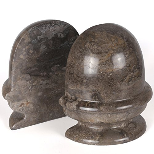 Creative Home Dome-Shaped Solid Marble Bookends – Heavy-Duty Book Ends for Shelves, Home Décor, Office and Classical Interiors, Modern Charcoal Marble Living Room Décor, Set of 2 - style: Ice Cream Bowl Shaped