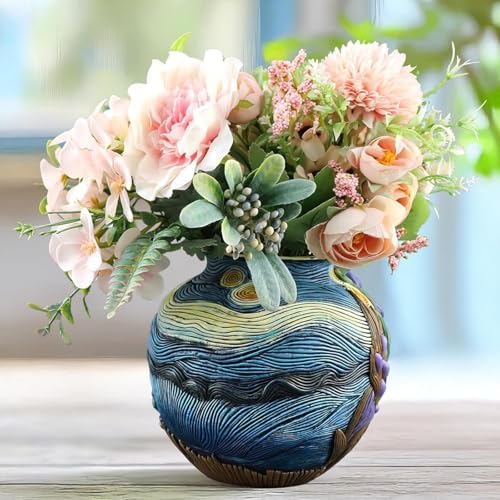 Starry Night Vase Plant Pot Unique Planters for Indoor Plants and Outdoor Plants - Unique Plant Pots and Vases for Home Decor Pot Comes with a Drainage Hole