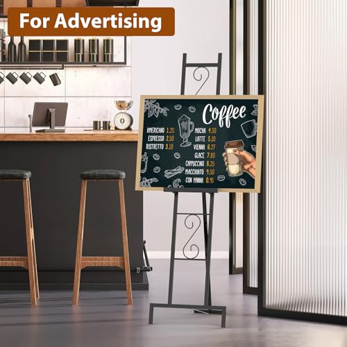 Black Easel Stand for Sign, Heavy Duty Wedding Welcome Sign Stand, Adjustable Art Easel for Display, Painting, Posters, Party, 17” x 17” x 58”H (1 Pack - style: 1pack-Black