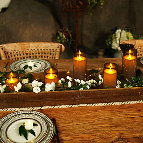 Homemory Gray Flickering Flameless Candles, Battery Operated Acrylic LED Pillar Candles with Remote Control and Timer, Halloween Decor, Set of 9 - color: Grey, 9Pack