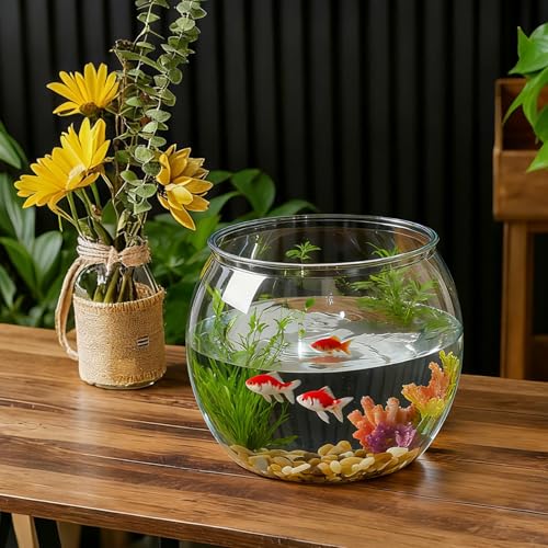 Geelin 3 Gallon Plastic Fish Tank Large Bowl Shatterproof with Crystal Clear Clarity for Terrarium, Flower Vase Centerpiece Gift for Fish Lovers (Round) - size: 3 Gallon, style: Round