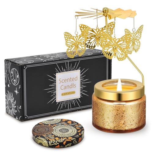 Kunrsug Butterfly Rotating Scented Candles Gift Set for Birthdays, Christmas, Thanksgiving, or As A Unique Present for Your Mom, Sister, Girlfriend, Colleagues, Friends, or A Dear Friend - style: Butterfly