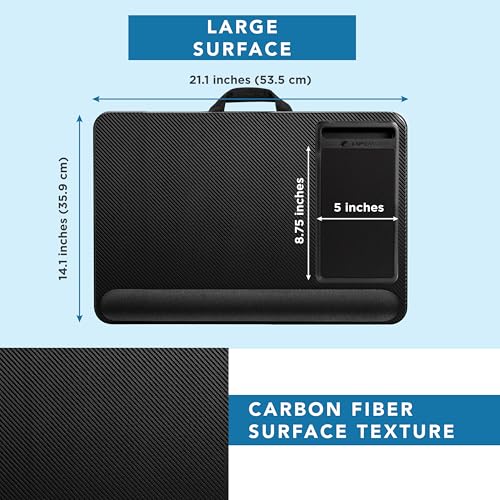LAPGEAR Home Office Pro Lap Desk with Wrist Rest, Mouse Pad, and Phone Holder - Black Carbon - Fits up to 15.6 Inch Laptops - Style No. 91598 - color: Black Carbon, size: Home Office Pro W/Wrist Rest
