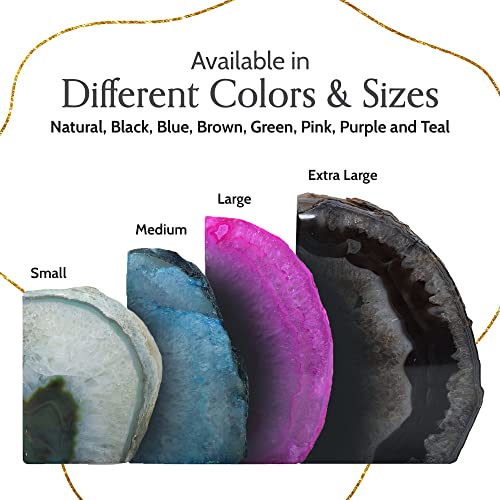 Nature's Decorations Agate Bookends - A+ Quality Green Geode with Non-Skid Rubber Bumpers for Shelves, Office, Home Decor, Heavy Duty Cute Stone (2-3 LB) - color: Green, size: A+ Grade 2 - 3 Lbs