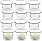 Tealight Candle Holder Set of 12,Glass Votive Candle Holders,Clear Tea Light Holders Bulk for Wedding Holiday Birthday Party Dinner & Home Decor
