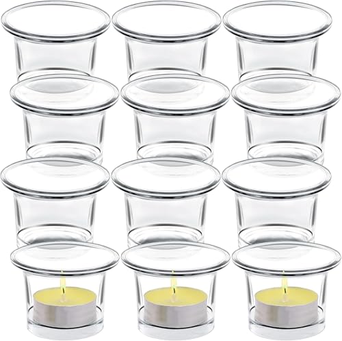 Tealight Candle Holder Set of 12,Glass Votive Candle Holders,Clear Tea Light Holders Bulk for Wedding Holiday Birthday Party Dinner & Home Decor