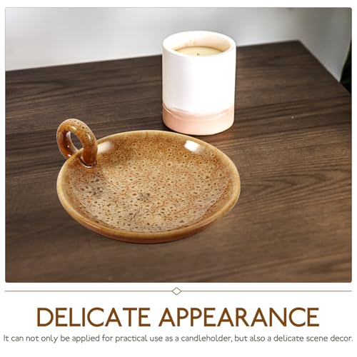 Ceramic Candle Plate Holder Decorative Candle Stand for Dining Table Spa Incense Cones Wedding Home Decor Khaki