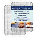 Ultra Cuisine Oven-Safe, Dishwasher-Safe 100% Stainless Steel Cooling & Baking Rack Set - Tight-Wire Bake for Oven Cooking - Heavy Duty - 8.5x12 - Set of 2 - Small Quarter Sheet Pan Cooling Racks - size: 8.5" x 12" 2-Pack