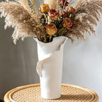 Abstract Irregular Ceramic Vase, White Irregular Pottery Vase, Handmade Decorative Minimalist Flower Vases for Modern Home, Tabletop, Shelf & Office - size: 21" x 20" x 32"