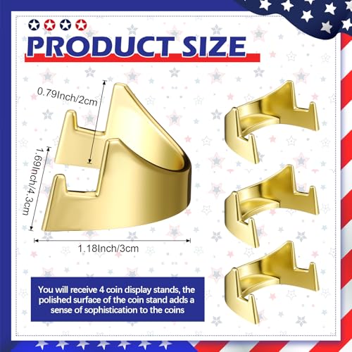 Yaocom 4 Pcs 1.69 Inch Metal Challenge Coin Display Stand Military Coin Holder Medallion Token Holder for Veterans Collectors Fits 2 Inches and up Coins Medals Pocket Watches(Gold) - color: Gold