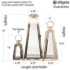 allgala Lantern Jumbo Deluxe Modern Indoor/Outdoor Candle Stainless Steel Rectangular Frame with Lattice Grid Tempered Glass for Garden Poolside Fireplace Wedding (Pack of 3, 24 Inch, Rose Gold) - color: Taper Rose Gold