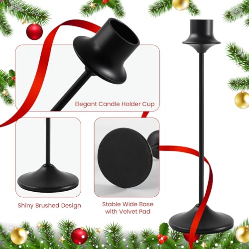 Joyyy Weighted Candlestick Holders Candle Stick Holder for Candlesticks, Vintage Metal Candelabra Candlestick Holders Candle Stand for Holiday Fireplace Party Dining Home Set of 6 (Matt Black) - color: Matt Black