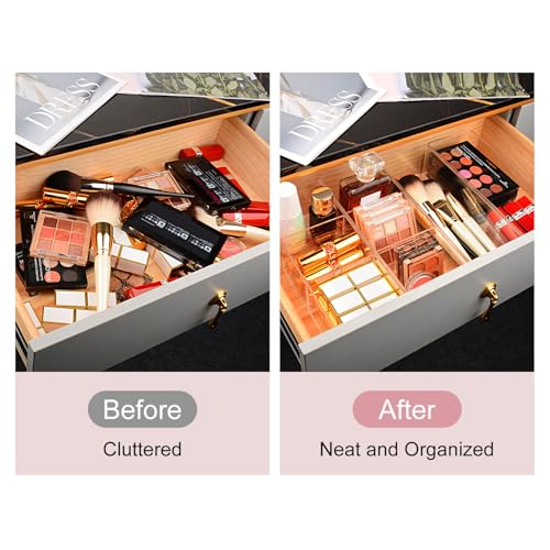 JessLab Acrylic Organizer, 2PK Cube Sections Makeup Organizer for Drawer, Makeup Organizer for Vanity, Countertop, Bathroom, Kitchen and Cabinet Storage(3+3 Compartment) - style: 3+3 Compartment