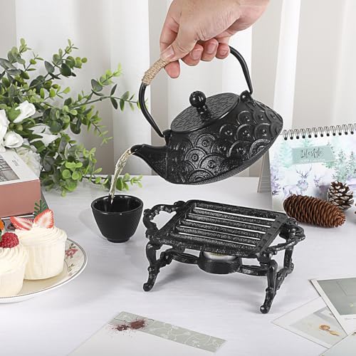 Sumnacon Tea Warmer Cast Iron Tea Pot Warmer with Tealight Candle Holder Sturdy Functional Teapot Warmer Stand for Office Party or Desk RetroTea Pot Heater for Heating Milk,Tea,Coffee,Food (Pack of 2) - size: 7.5x4.7 Inch (Pack of 2)