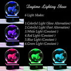 Qianwei Hippopotamus Gifts for Women 3D Crystal Ball 3.14'' - Laser Hippopotamus Decor Glass Animals Hippo Gifts Figurines Statue Stuff for Room Decorations Hippo Night Light - style: Hippo