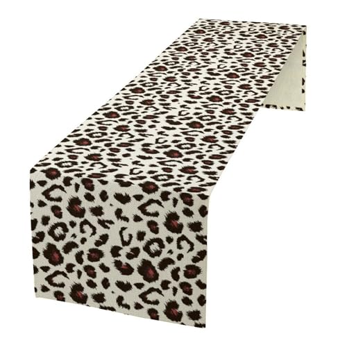Red Black Leopard Print Table Runner Primitive Farmhouse Tablerunner for Kitchen Cafe Dining End Table Sofa Holiday Wedding Home Decor 13x36in - color: Fur-10, size: 13x36in