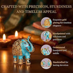 Gold Plated Elephant Idol Showpiece for Vastu, Good Luck, Gifting for House Warming and Home Decor - 3 Inches - 1 Piece