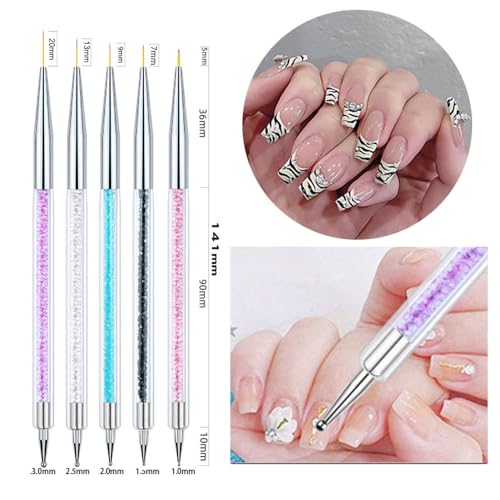 Nail Art Brushes 9Pcs Kit - Painting, Liner, Dotting Tools for Salon - color: b-9pcs
