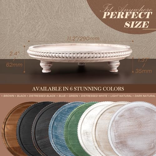 EOSAHR Pine Wooden Display Riser - Beaded Wood Riser for Plant Stand & Sponge Holder, Perfume Organizer - Rustic Farmhouse Kitchen Counter Organizer, Boho Chic Living Room Home Decor (Deep Natural) - color: Deep-Natural