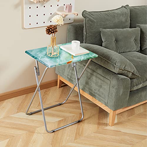 Garden 4 you Folding TV Tray Table,TV Dinner Table with Sturdy MDF Top,Eating Trays for Living Room with No Assembly Required, 2PCS (Sea Blue) - color: Sea Blue, size: 2pcs
