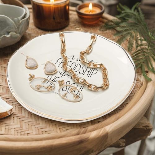 A Sweet Friendship Refreshes The Soul Ring Dish – Gifts for Women, Ceramic Jewelry Tray for Birthday, Bridesmaid, BFF, Inspirational Trinket Holder - color: A Sweet Friendship Refreshes The Soul