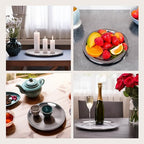 WHOLE HOUSEWARES Metal Serving Tray - Round Silver Serving Tray - Circular Metal Platter - Cocktail Serving Bar Tray - Chrome-Plated Steel Tray for Coffee Table - 13.3 x 0.4 inches (Pack of 4) - size: 13.4" (Pack of 4)