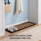 Anji Mountain Rubber Boot/Shoe Tray with Coir, Fits 4 Pair (46.5"" Wide), Tan and Black Chevron Insert (AMB0BT4F-011) - color: Tan and Black Chevron Insert, size: 46" x 14" x 1.5"