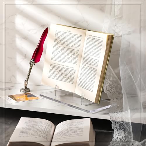 RattanView 2 Pcs Acrylic Book Stand, Clear Easel Stand for Display, Acrylic Plate Picture Frame Display Holder for Picture Book Decorative Plate Platter Photo(10 x 5 x 9 Inch) - size: 10 x 5 x 9 Inch