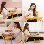 Laptop Desk for Bed, COIWAI Bed Tray,Laptop Lap Desk,Foldable Portable Tray for Sofa Couch Floor, Adjustable Height and Angle, with Tablet Phone Hold Slot,with Storage Drawer - size: 21.7" *13.8" Height/Angle adjust