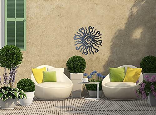 Riverside Designs Wacky Sun Metal Wall Art Indoor/Outdoor Decor - 18" Black Rust Proof Wall Sculpture - Made in USA - Ideal for Bedroom, Garden, Home, Patio and Farmhouse - color: Black, size: 18"L x 18"W