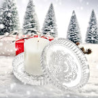 kanpura Crystal Glass Candle Holder Plates Set of 2 3.7 Inch Round Clear Glass Pillar Candle Holder Snowflake Votive Candle Holder Set for Christmas Winter Party Birthday Holiday - color: Snowflake,1