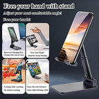 Meetuo 2 Pcs Cell Phone Stand, Adjustable Angle Height Phone Stand for Desk, Foldable Portable Phone Holder for iPhone 14/13/12/Smartphones - color: Pink+Black