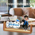 Custom Name Plate for Desk, Personalized Light Up Acrylic Desk Name Plate, Personalized Graduation Gifts 2026 for Him Her, Class of 2026 Graduate Gift, High School College Grad Gift (Design17-Graduation Boy) - color: Design17-Graduation Boy