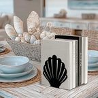 Peacoblue Metal Bookends for Shelves, Modern Decorative Heavy Duty Study Book Support Stoppers for Office, Desk, Shelf, Room 5.3"x4.3"x5.5" Cast Iron Simple Tall Bookends, 1 Pair (Shells) - style: Shells